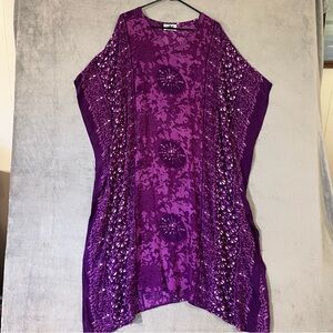 Metropolitan Kaftan Caftan Mumu Purple Print One Size Fits Most O/S